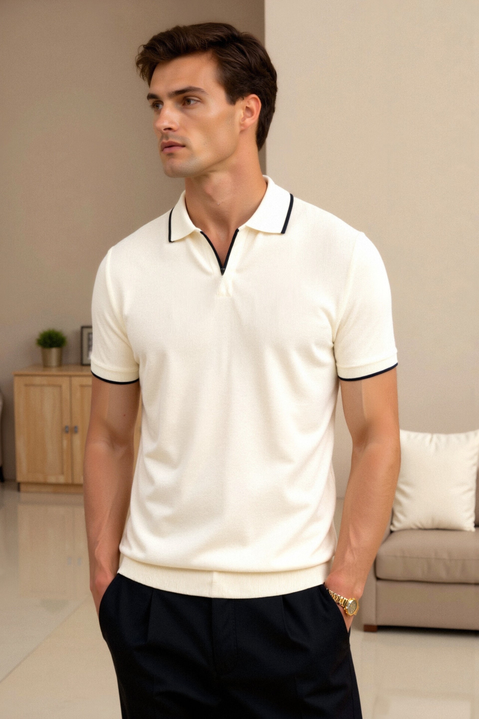 BRESCIA Contrast Slim Fitted Polo