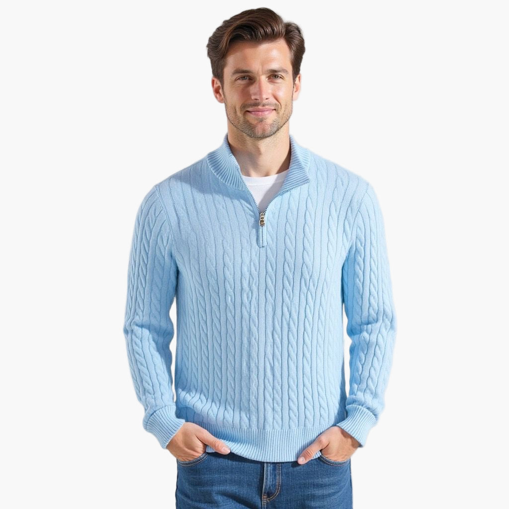 TAEBAEK Zipped Cable Sweater