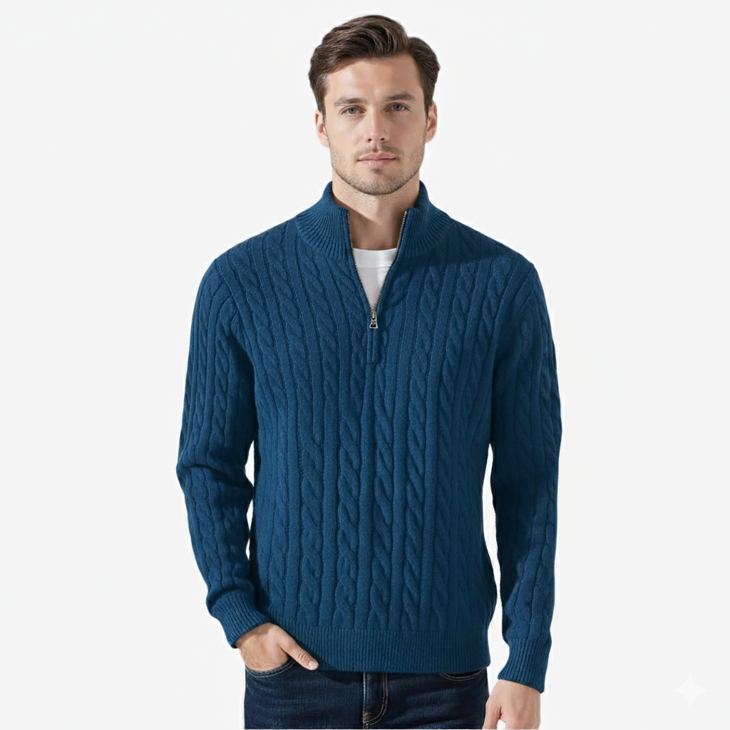 TAEBAEK Zipped Cable Sweater