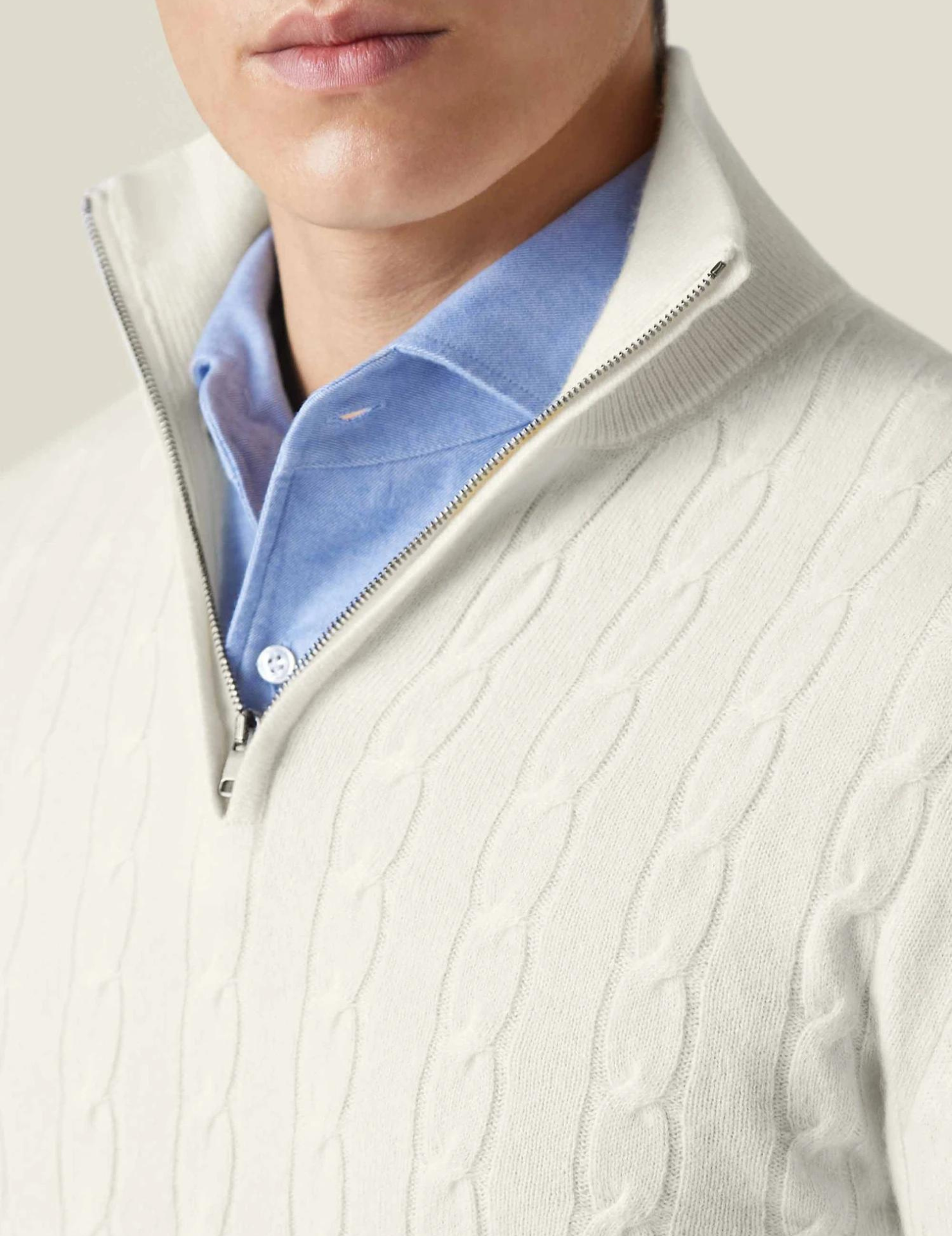COURCHEVEL Cable Knit Zipper Sweater