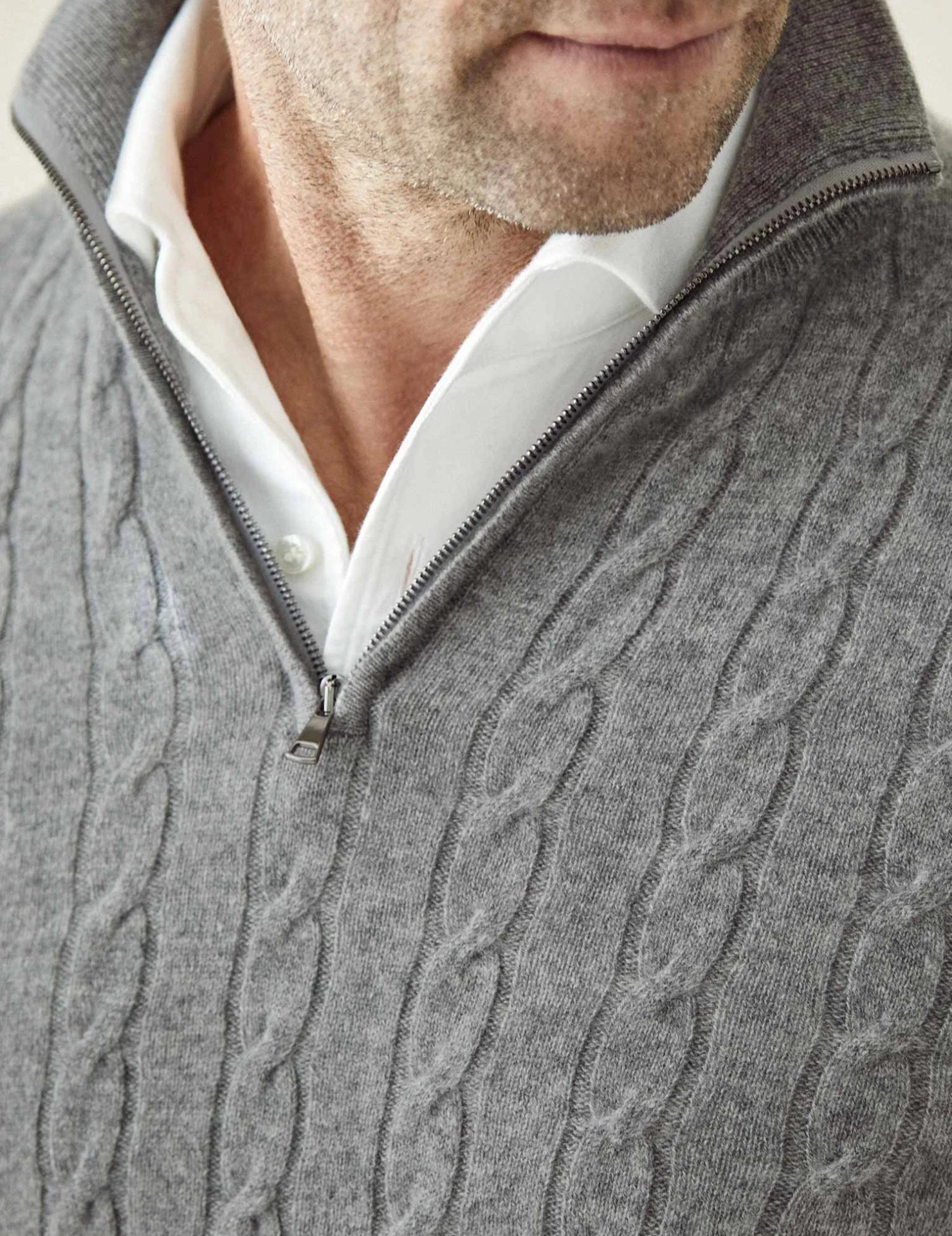 COURCHEVEL Cable Knit Zipper Sweater