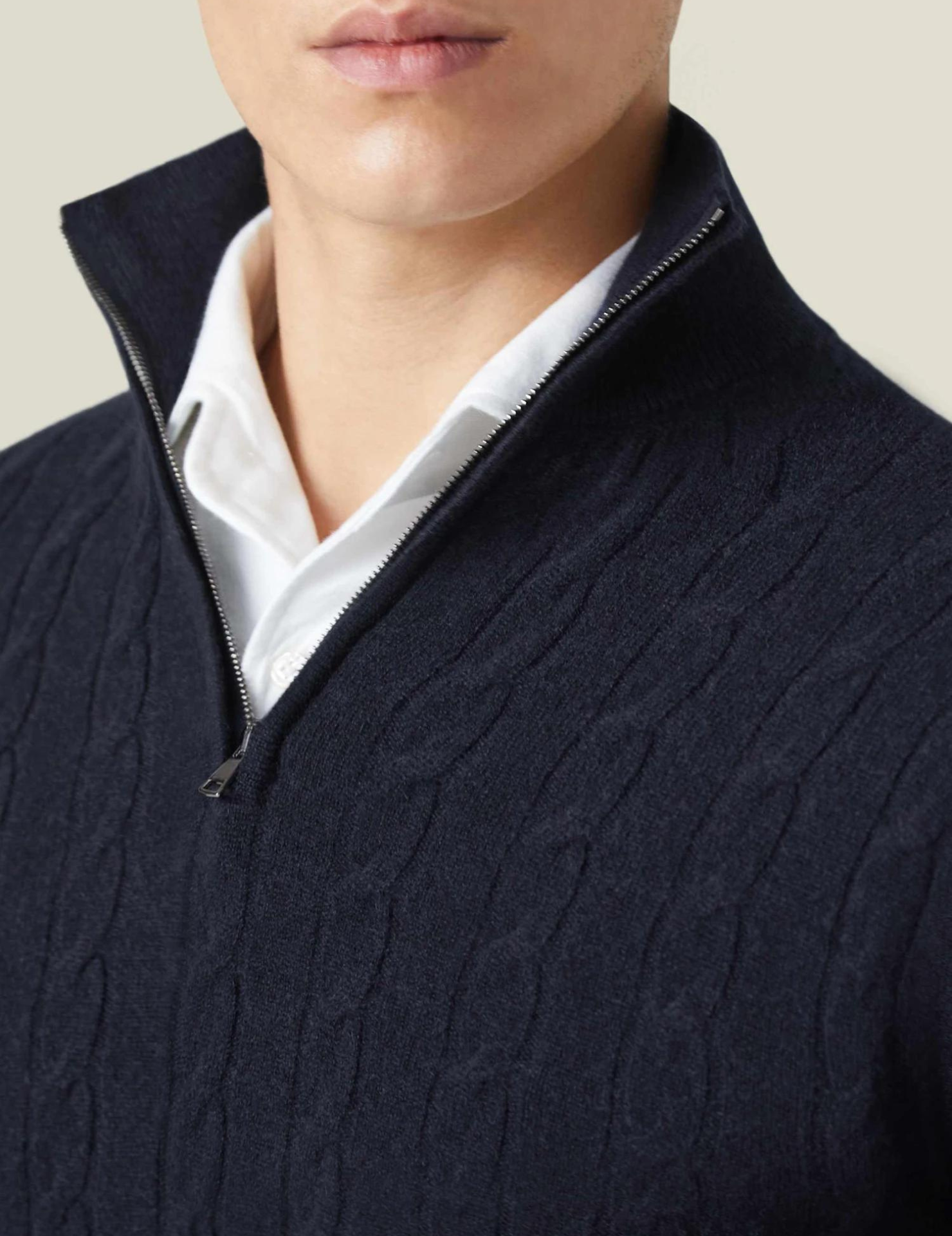 COURCHEVEL Cable Knit Zipper Sweater