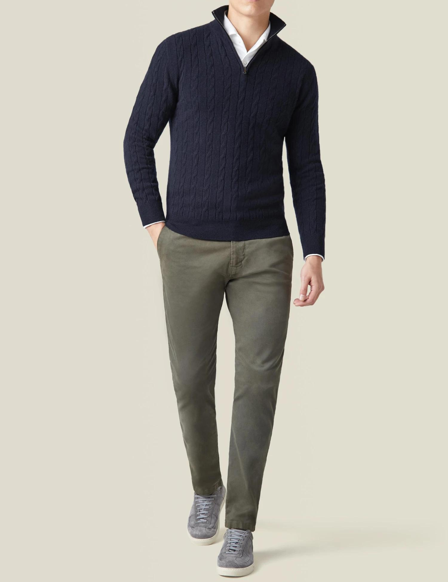 COURCHEVEL Cable Knit Zipper Sweater