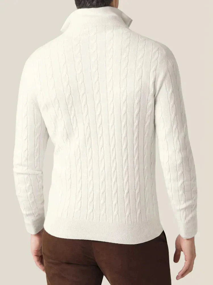 COURCHEVEL Cable Knit Zipper Sweater