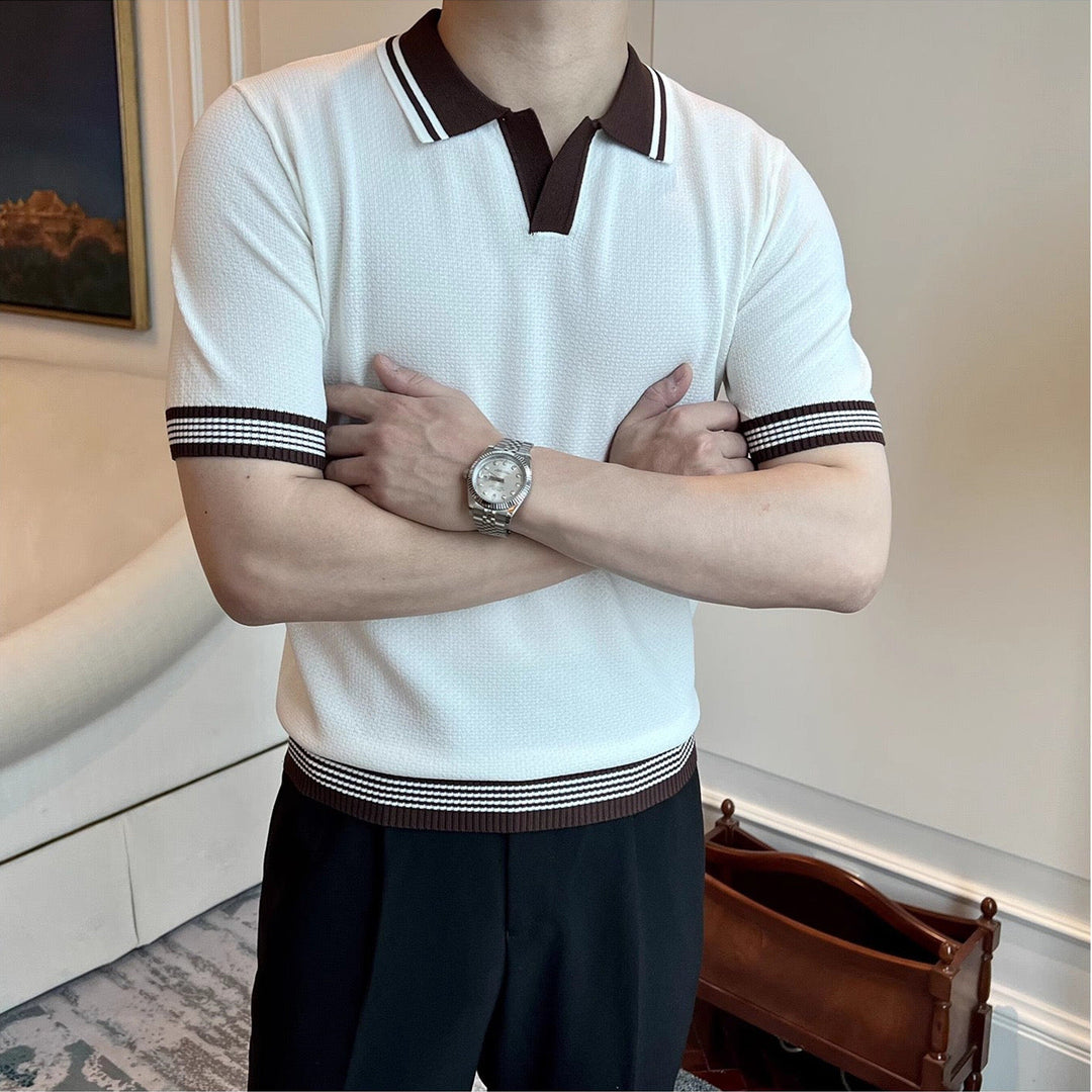 JEONGSAN Knit V-Neck Polo