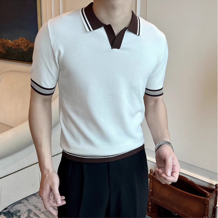 JEONGSAN Knit V-Neck Polo