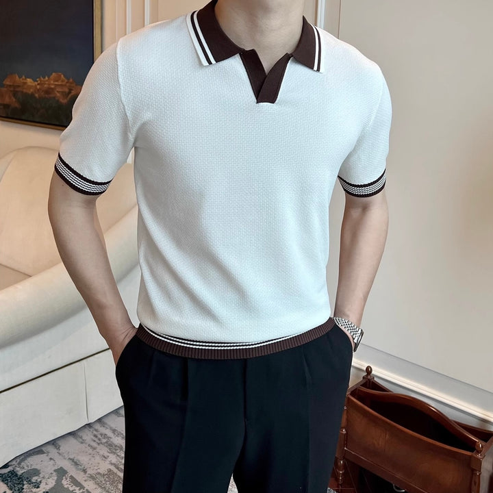 JEONGSAN Knit V-Neck Polo