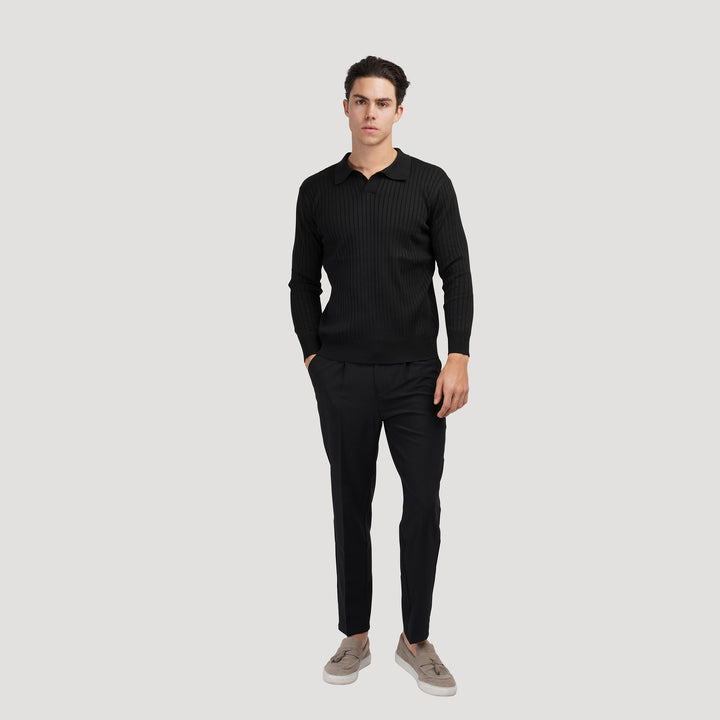 SUWON Long Sleeve V-Neck Polo