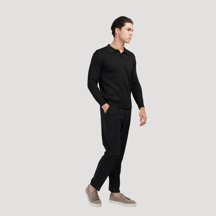 SUWON Long Sleeve V-Neck Polo