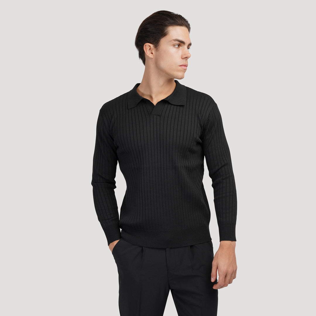 SUWON Long Sleeve V-Neck Polo