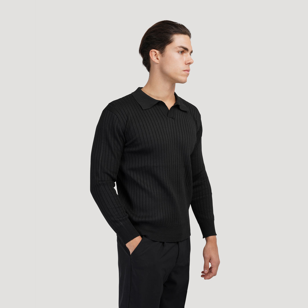 SUWON Long Sleeve V-Neck Polo