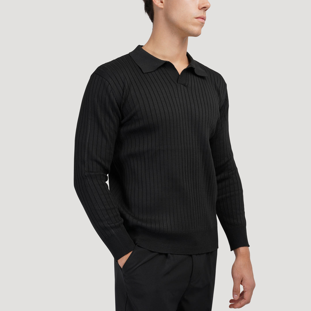 SUWON Long Sleeve V-Neck Polo