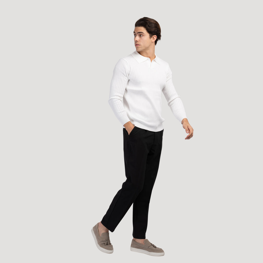 SUWON Long Sleeve V-Neck Polo