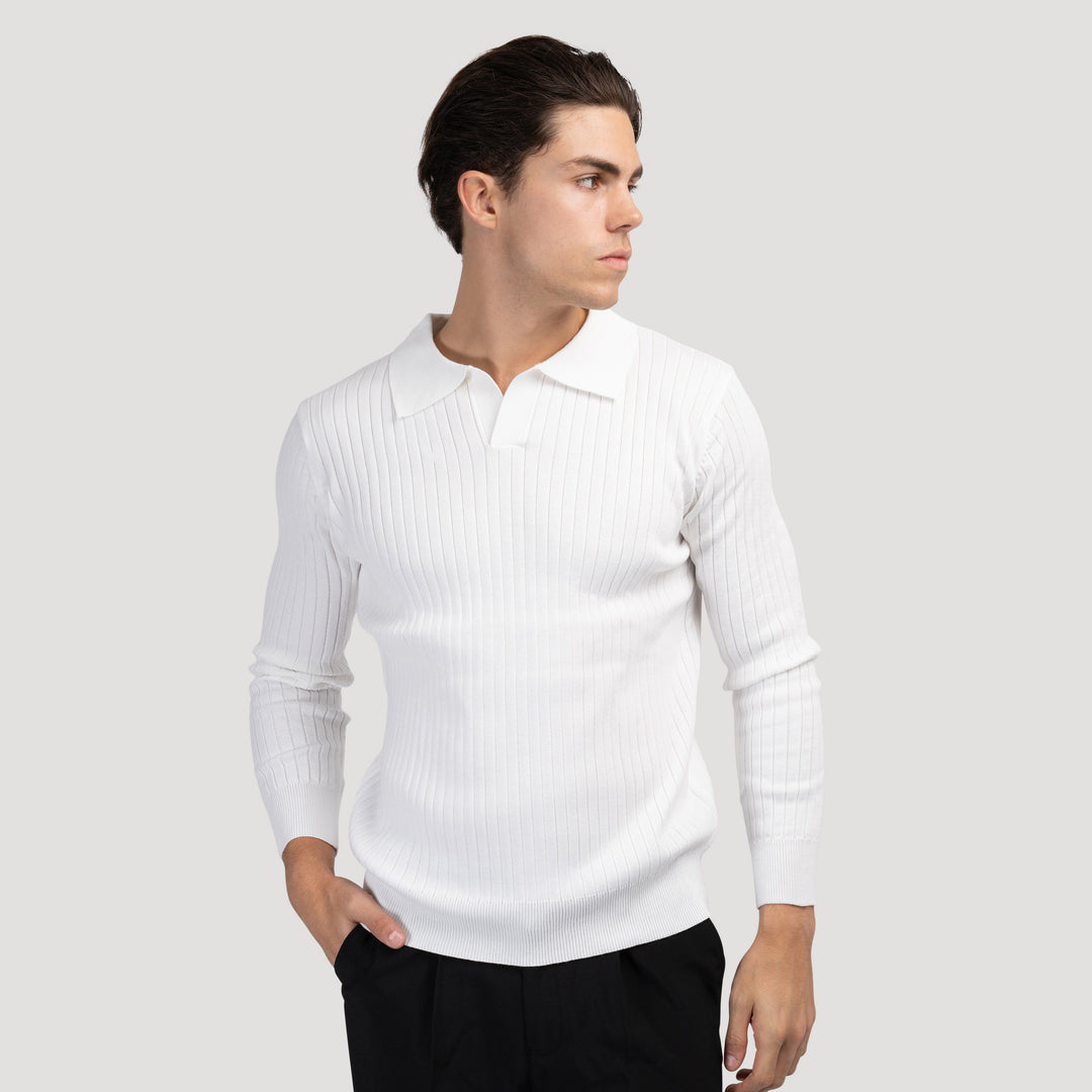 SUWON Long Sleeve V-Neck Polo