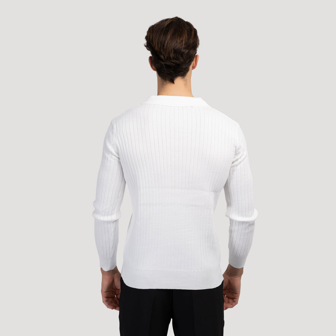 SUWON Long Sleeve V-Neck Polo