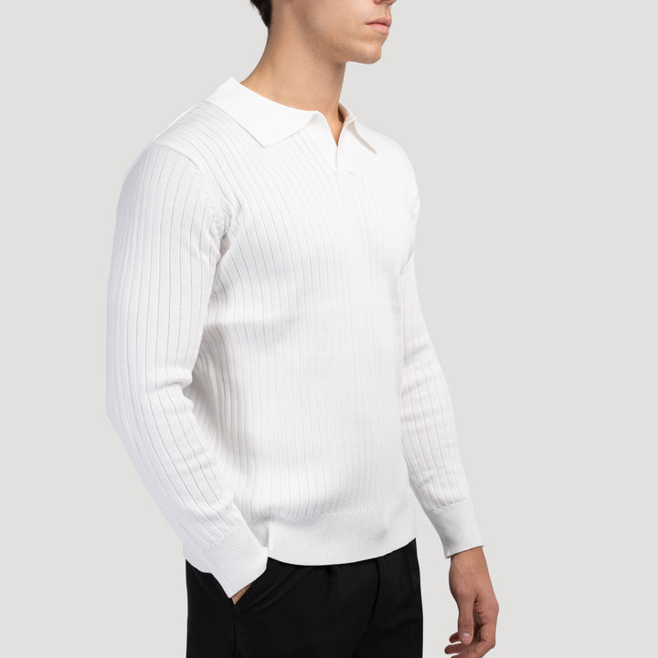 SUWON Long Sleeve V-Neck Polo