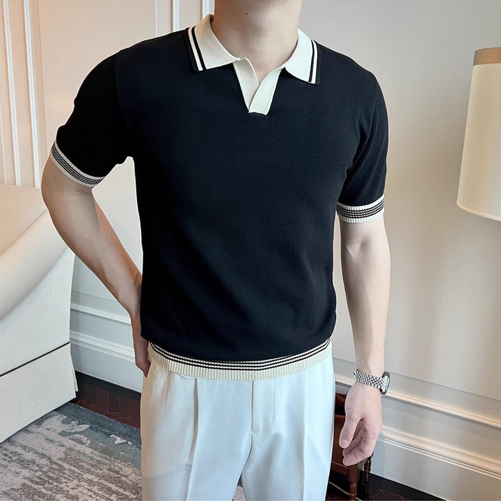 JEONGSAN Knit V-Neck Polo