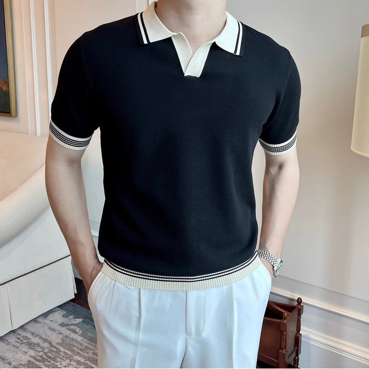 JEONGSAN Knit V-Neck Polo