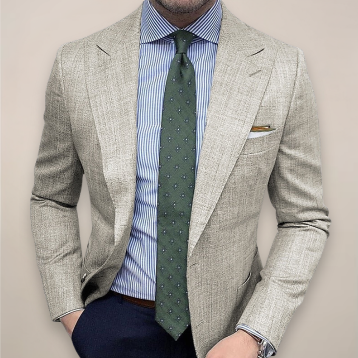GENOVA Spring Textured Tailored Blazer Jacket