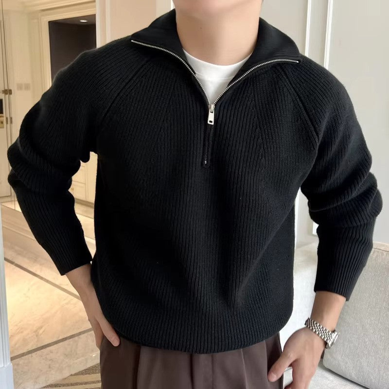 MEGÈVE Quarter Zip Ribbed Sweater