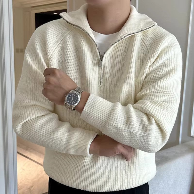 MEGÈVE Quarter Zip Ribbed Sweater