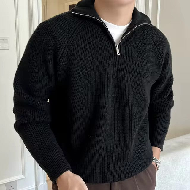 MEGÈVE Quarter Zip Ribbed Sweater