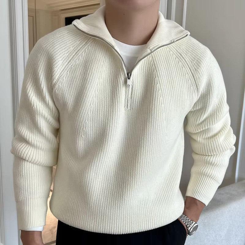 MEGÈVE Quarter Zip Ribbed Sweater