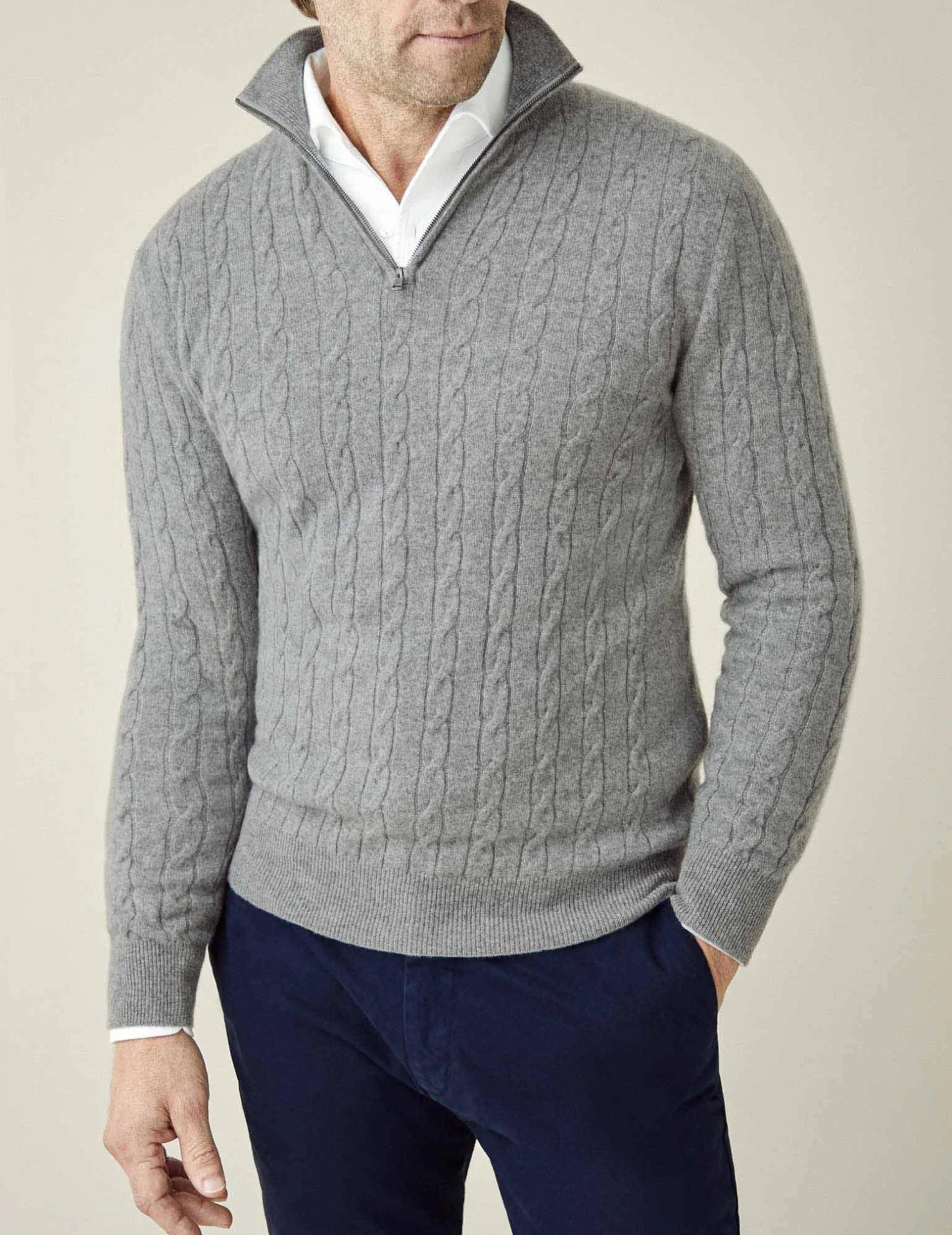 COURCHEVEL Cable Knit Zipper Sweater