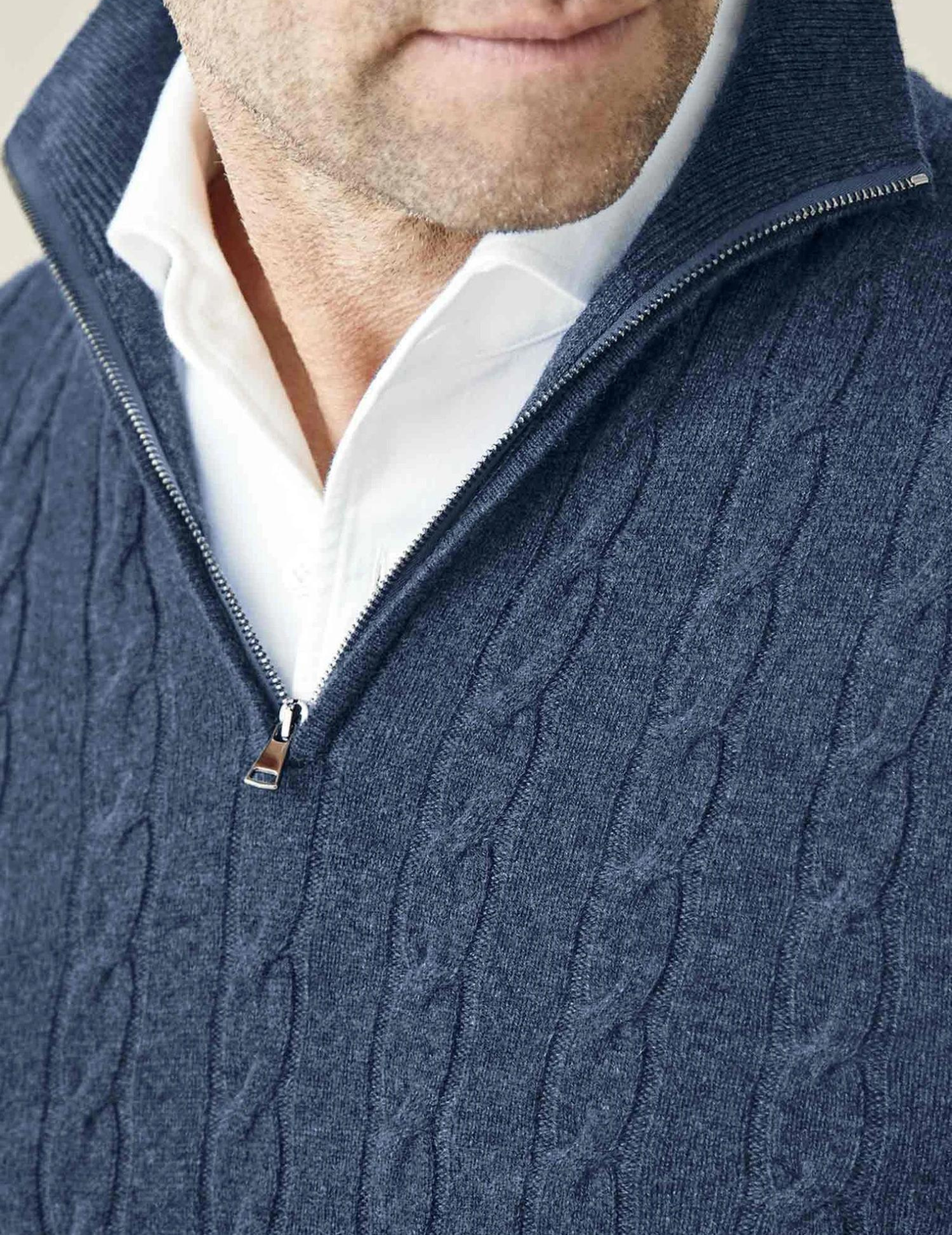 COURCHEVEL Cable Knit Zipper Sweater