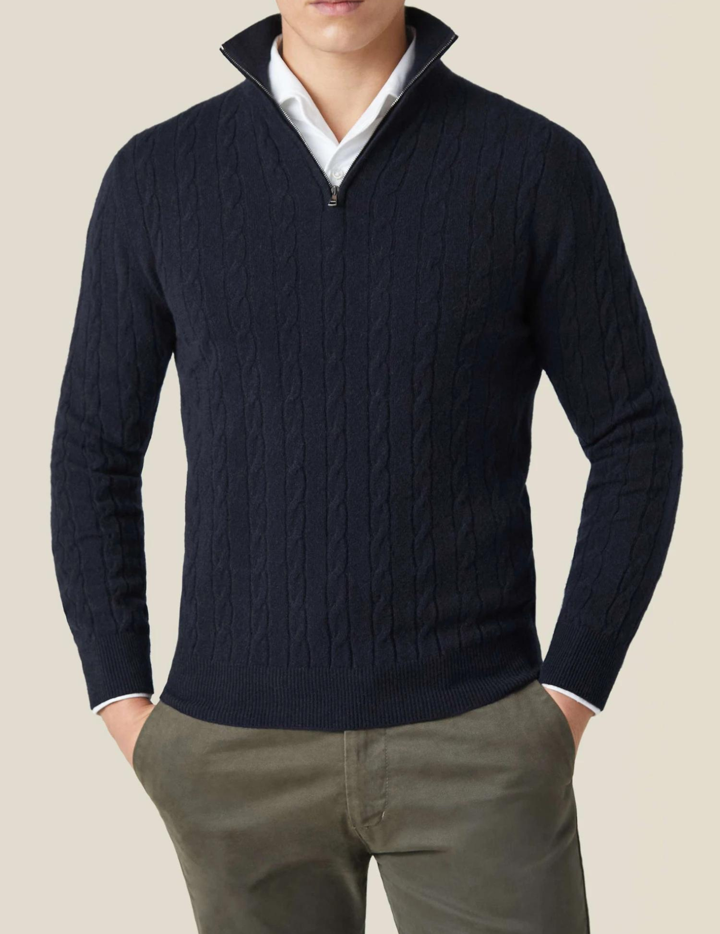 COURCHEVEL Cable Knit Zipper Sweater