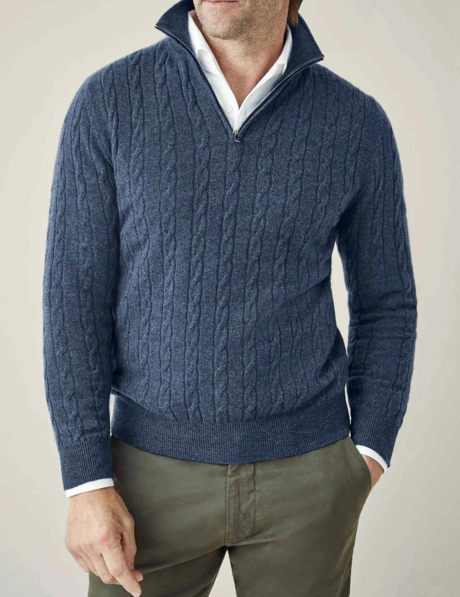 COURCHEVEL Cable Knit Zipper Sweater