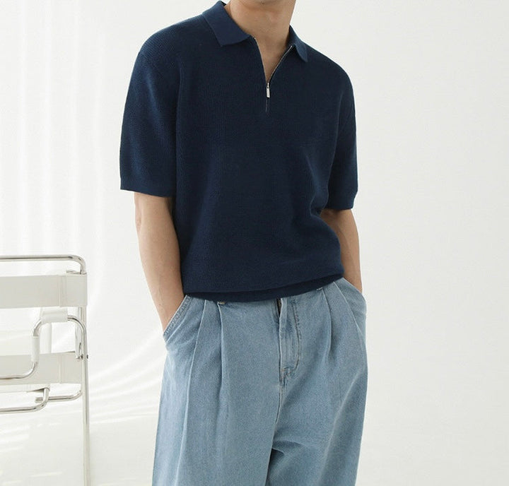 ANYANG Zipped Polo Sweater